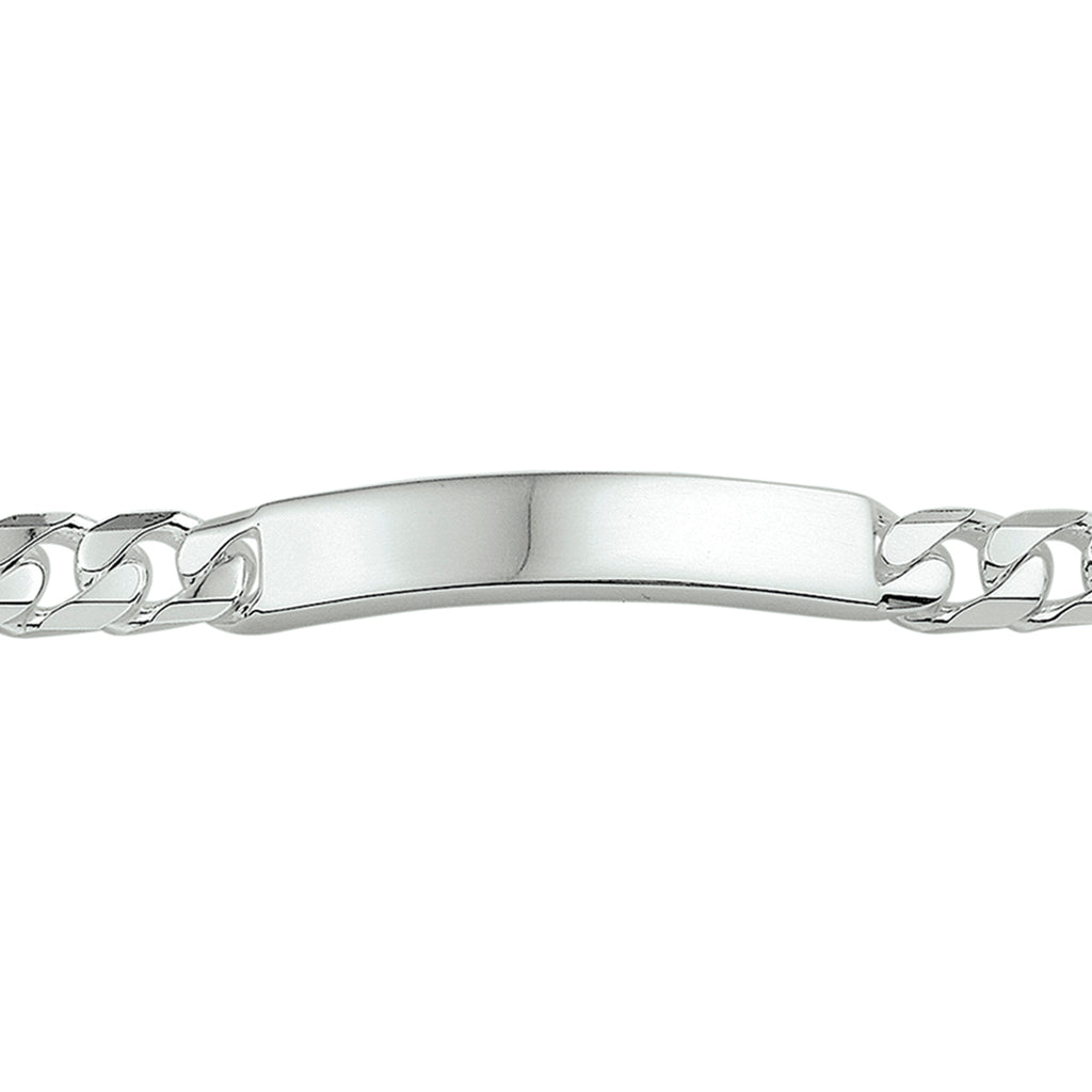 Gravurarmband Gourmet-Kette 6 Seiten geschliffen Platte 8 mm Silber weiß