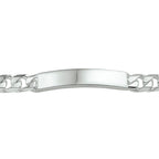 Gravurarmband Gourmet-Kette 6 Seiten geschliffen Platte 8 mm Silber weiß