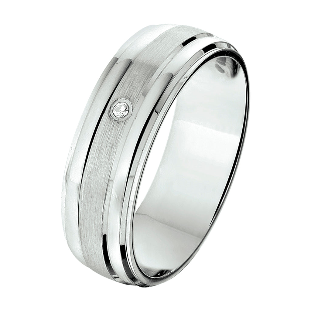 Ring A311 – 6 mm – 0,01 ct H SI Silber rhodiniert