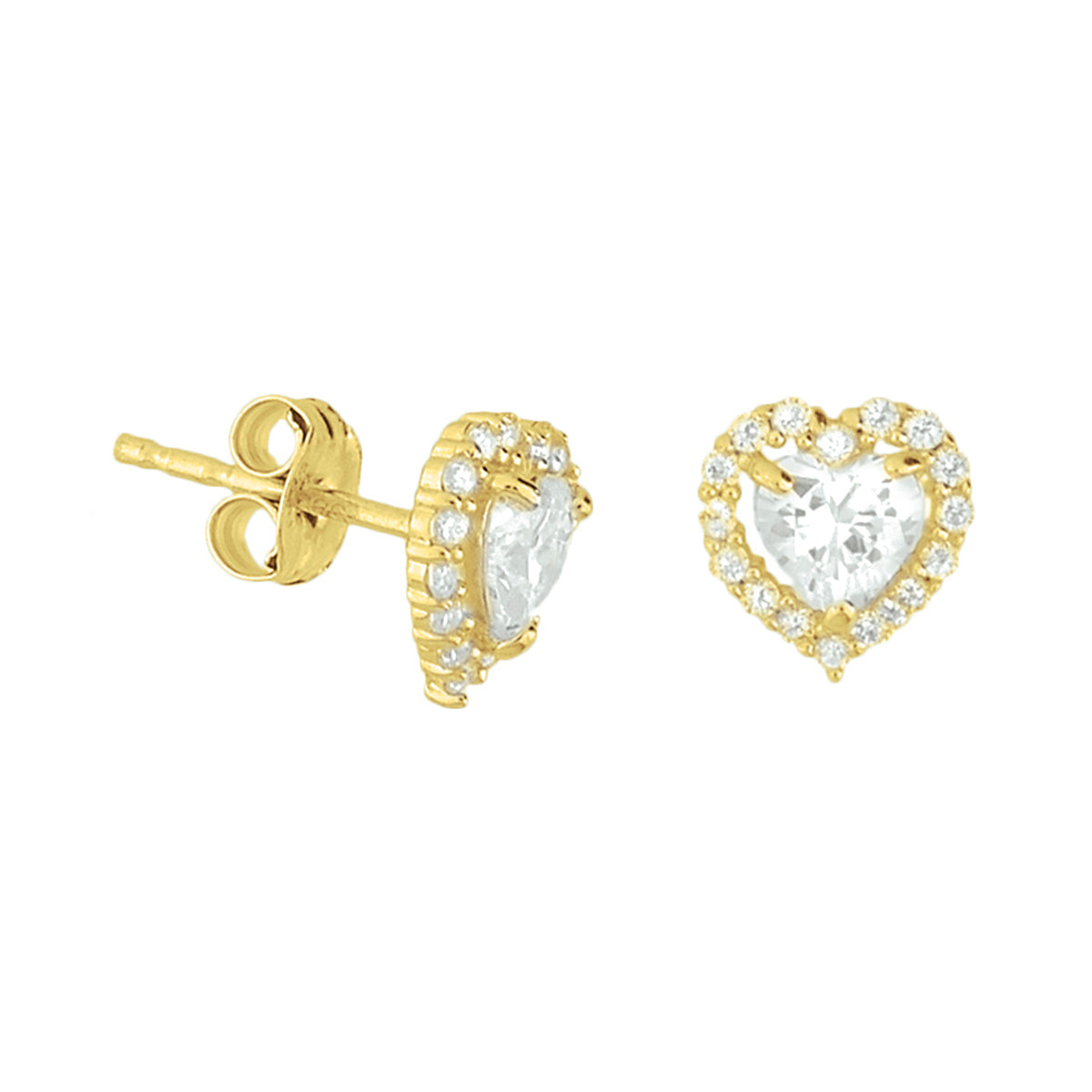 Ohrstecker Herz Zirkonia 14K Gelbgold