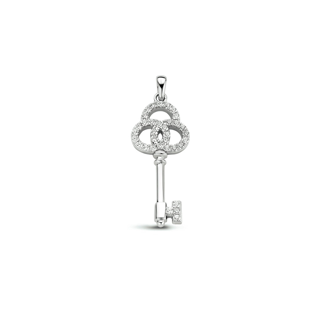 hanger sleutel zirkonia zilver gerhodineerd