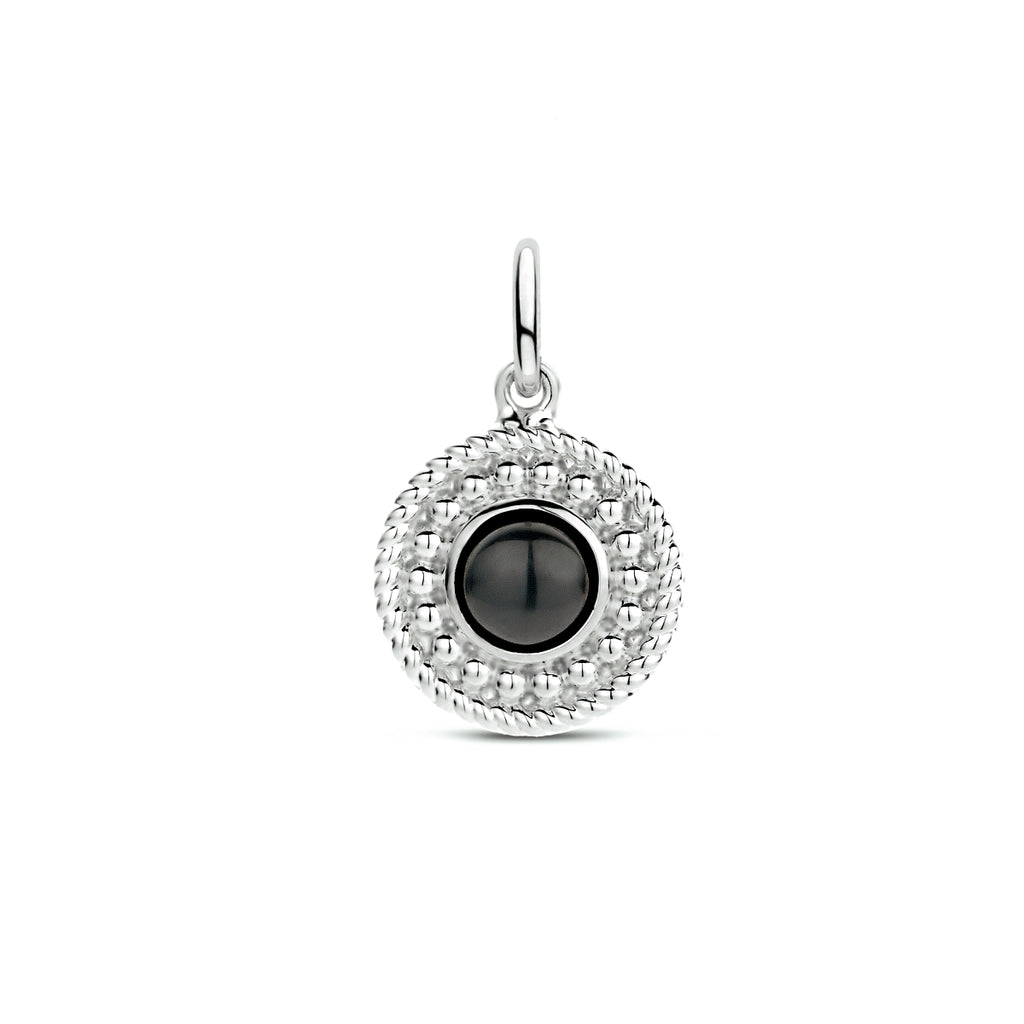 Anhänger rund Onyx Silber rhodiniert