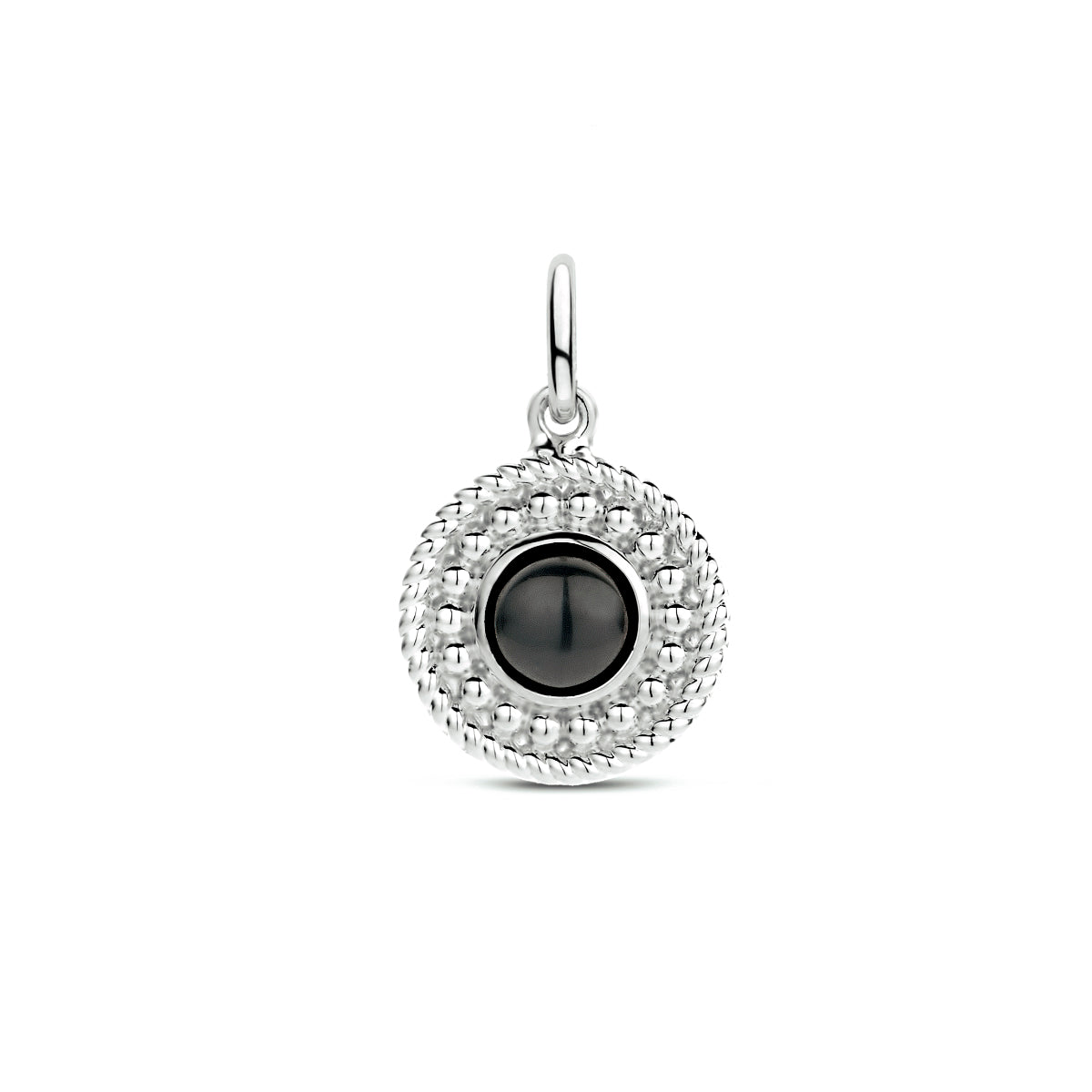 Anhänger rund Onyx Silber rhodiniert