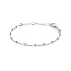 armband bolletjes roze emaille 13 + 3 cm zilver gerhodineerd