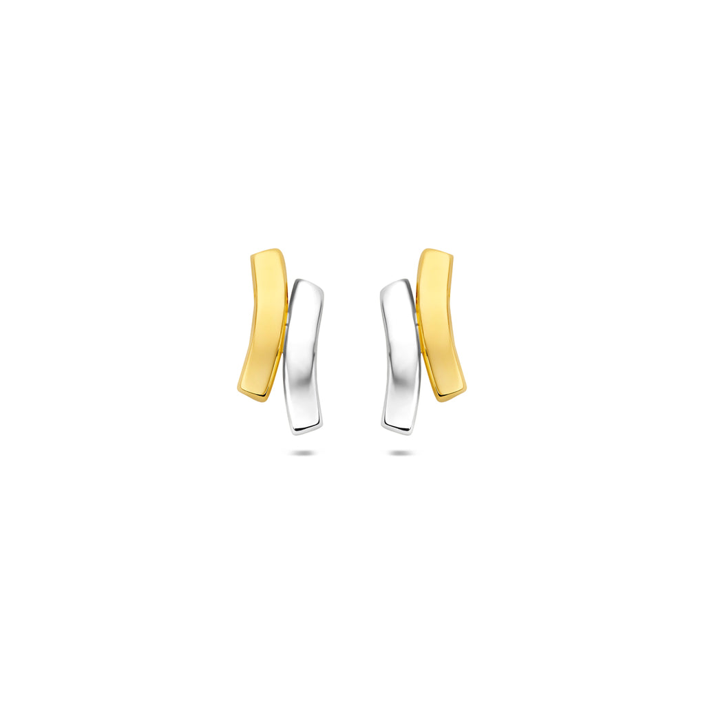 oorknoppen bicolor gestift 12 mm 14K geelgoud