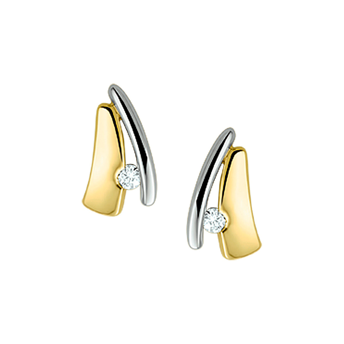Ohrstecker Diamant 0,05ct (2x0,025) h si 14K Bicolor Gold gelb/weiß