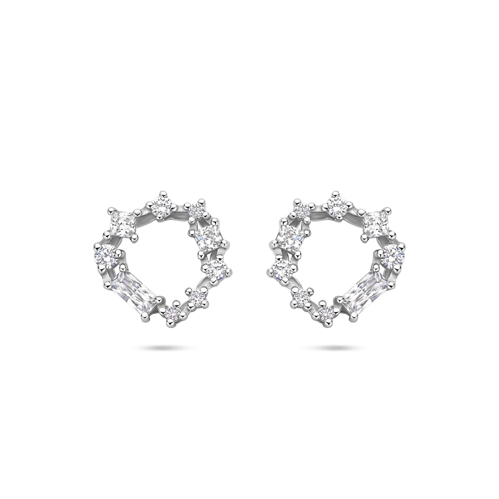 Ohrstecker Zirkonia 11 mm rhodiniertes Silber