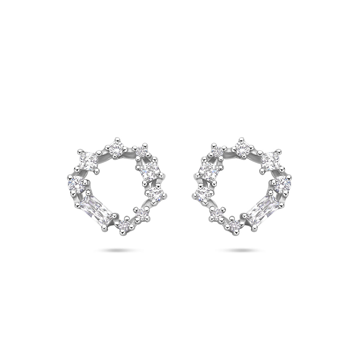 Ohrstecker Zirkonia 11 mm rhodiniertes Silber