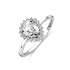 Ring Zirkonia Halo Silber rhodiniert