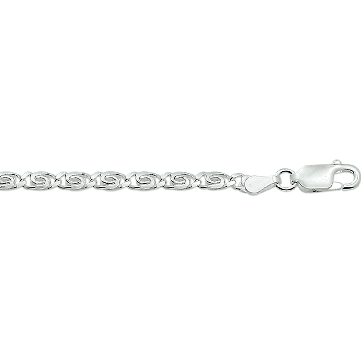 Griechisches Armband 3,0 mm 18 cm Silber rhodiniert