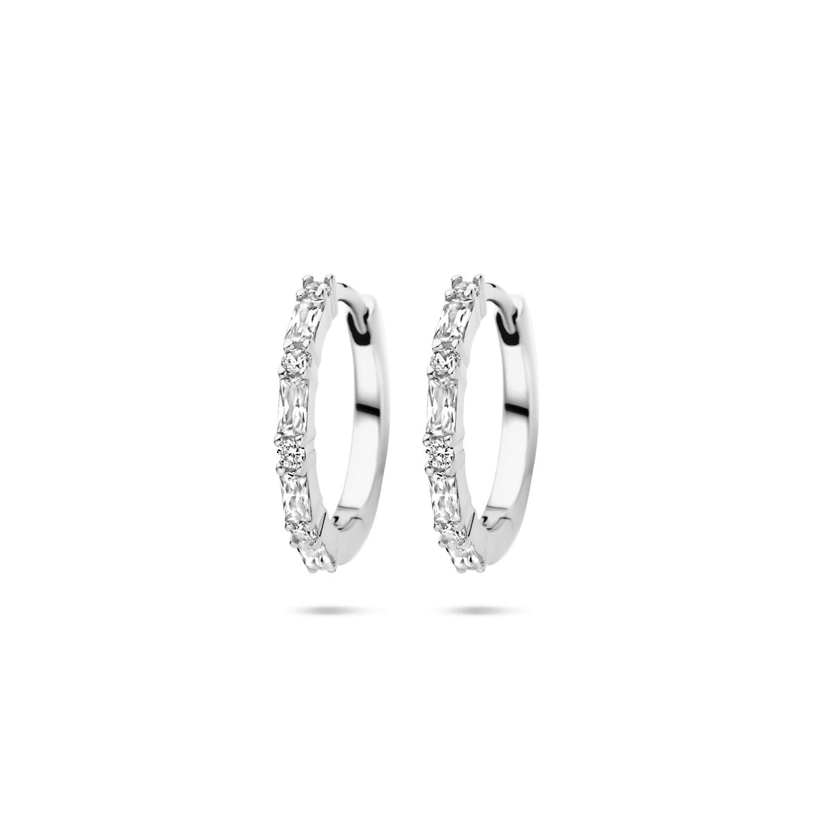 Klappcreolen Zirkonia 15 mm Silber rhodiniert