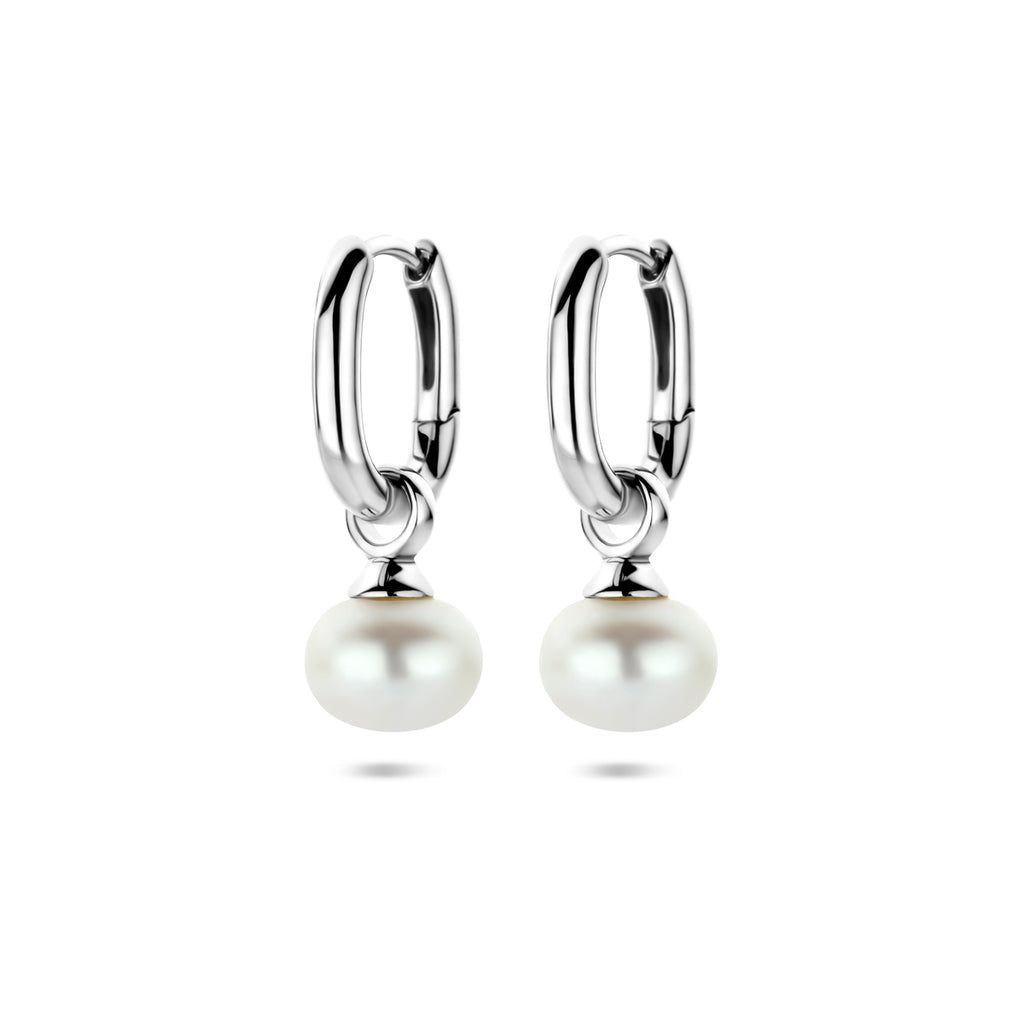 Ohrringe Perle 23 mm Silber rhodiniert