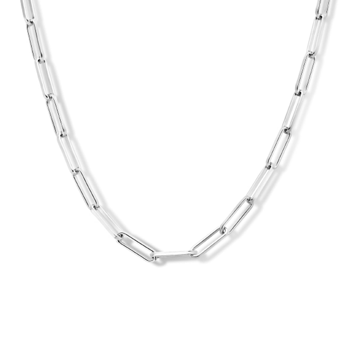 Halskette Büroklammer Vierkantrohr 3,0 mm 41 + 4 cm Silber rhodiniert