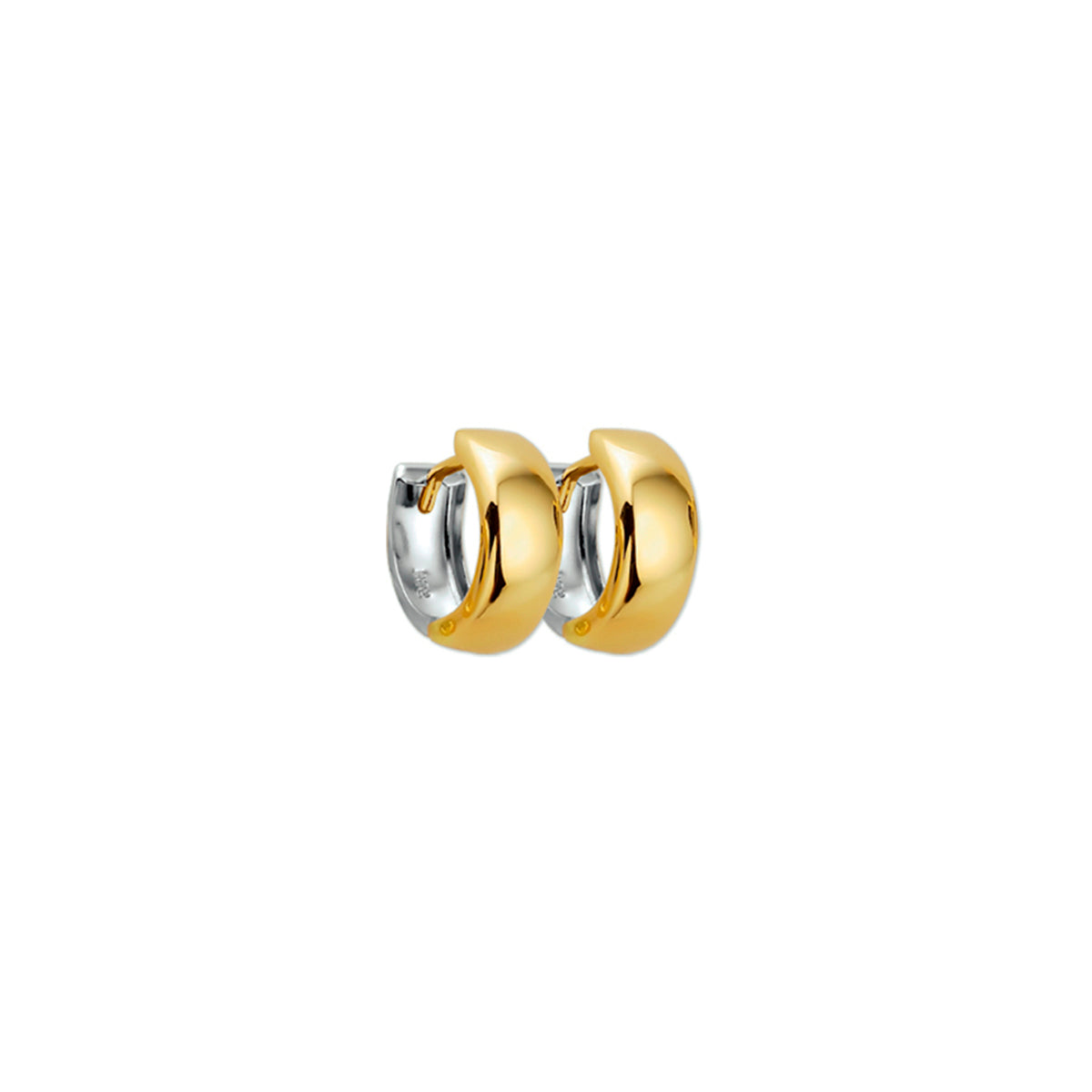 klapoorringen 5,0 mm bol 14K bicolor goud geel/wit