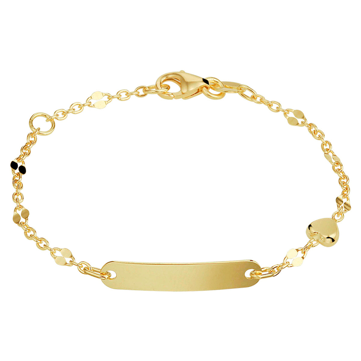 Gravurarmband Herzplättchen 4,0 mm 11 - 13 cm 14K Gelbgold