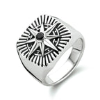 Siegelring Stern Zirkonia Silber rhodiniert