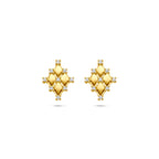 oorknoppen diamant 0.09ct (2x 0.045ct) h si 12 mm 14K geelgoud - ruit