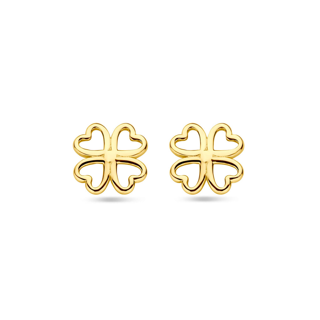 Ohrstecker Kleeblatt 8 mm 14K Gelbgold
