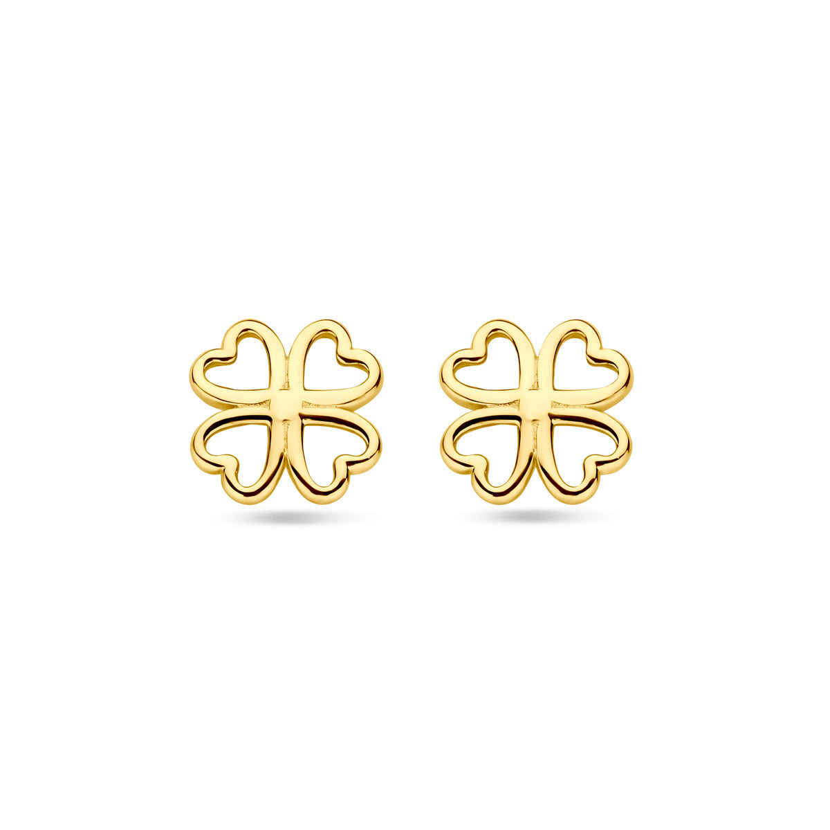 Ohrstecker Kleeblatt 8 mm 14K Gelbgold