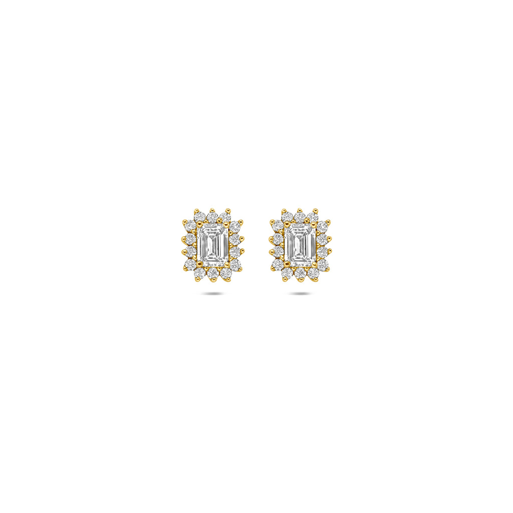 oorknoppen lab grown diamant 0.43ct (2x 0.215ct) f vs 6,5 mm 14K geelgoud
