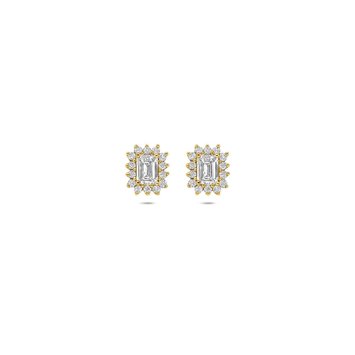 oorknoppen lab grown diamant 0.43ct (2x 0.215ct) f vs 6,5 mm 14K geelgoud