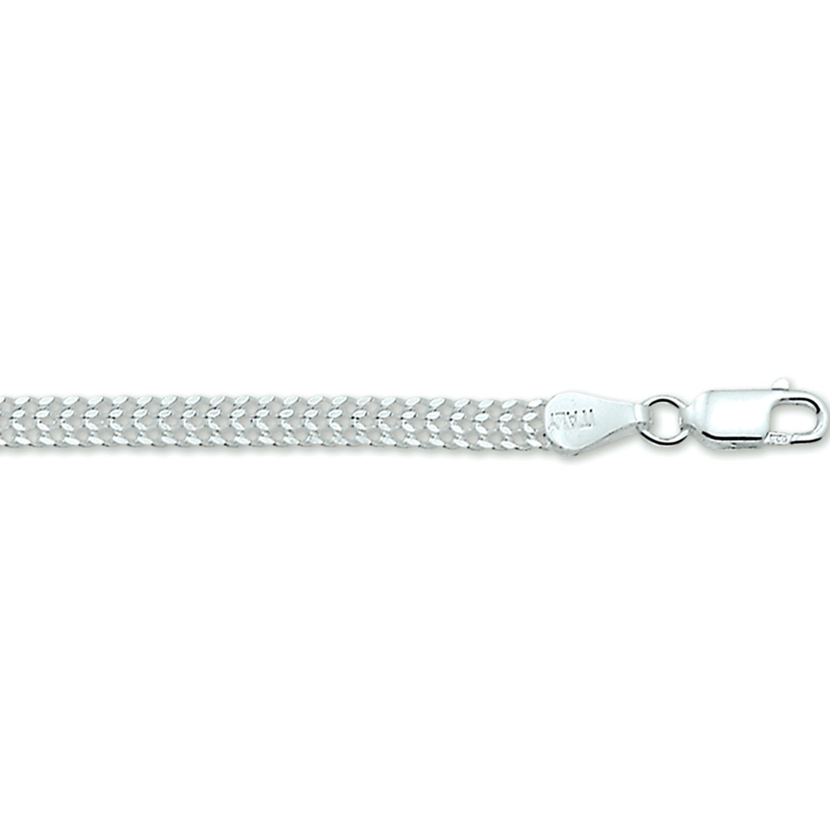 Armband Double Gourmet 4,3 mm Silber rhodiniert
