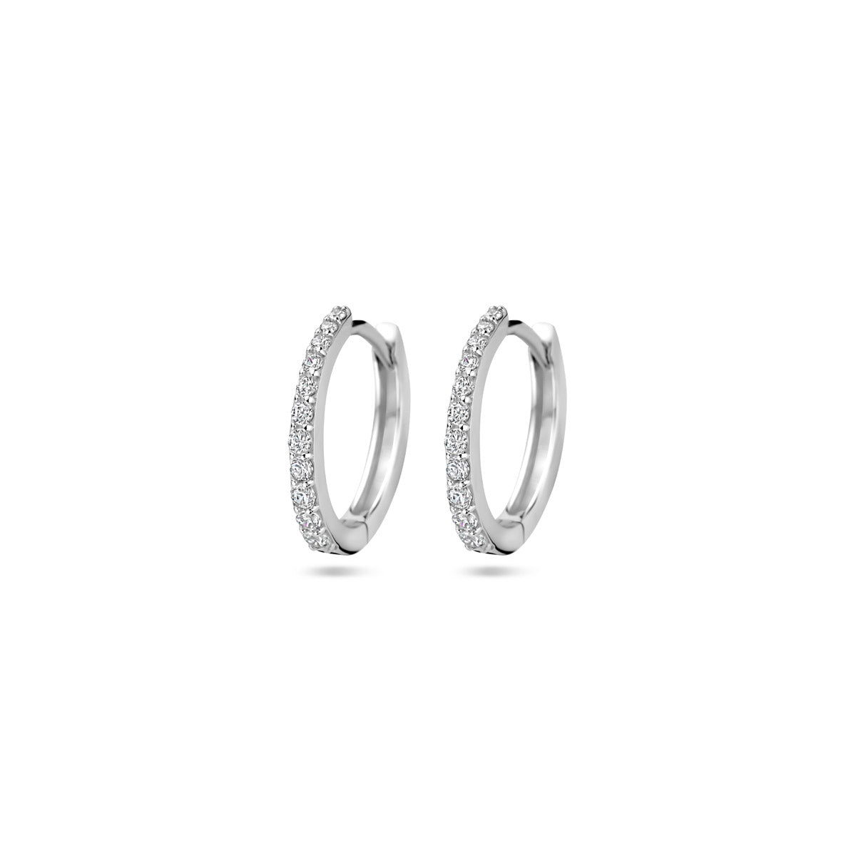 klapoorringen zirkonia 14 mm zilver gerhodineerd