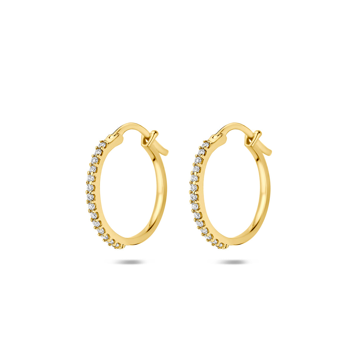 oorringen zirkonia buis 1 mm 14K geelgoud