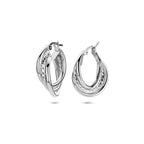 Ohrringe diamantbesetzt 23,5 mm Silber rhodiniert