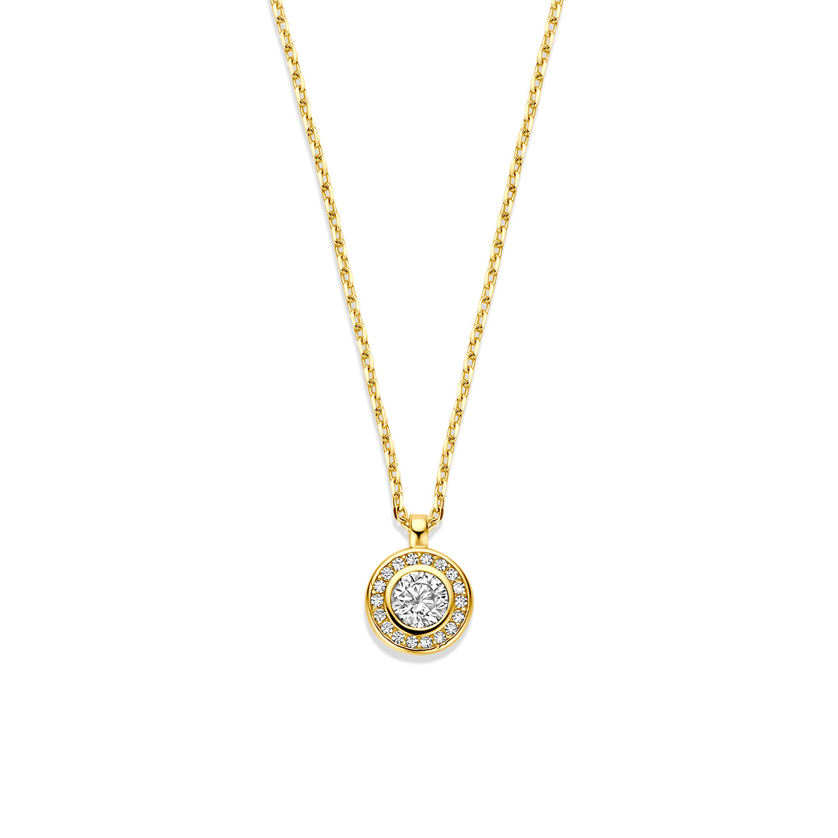 collier zirkonia 41 - 43 - 45 cm 14K geelgoud