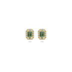 oorknoppen groen amethist en lab grown diamant 0.16ct (2x 0.08ct) f vs 7,5 mm 14K geelgoud