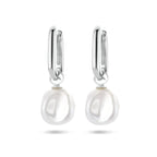 oorringen paperclip barok parel 27 mm zilver gerhodineerd