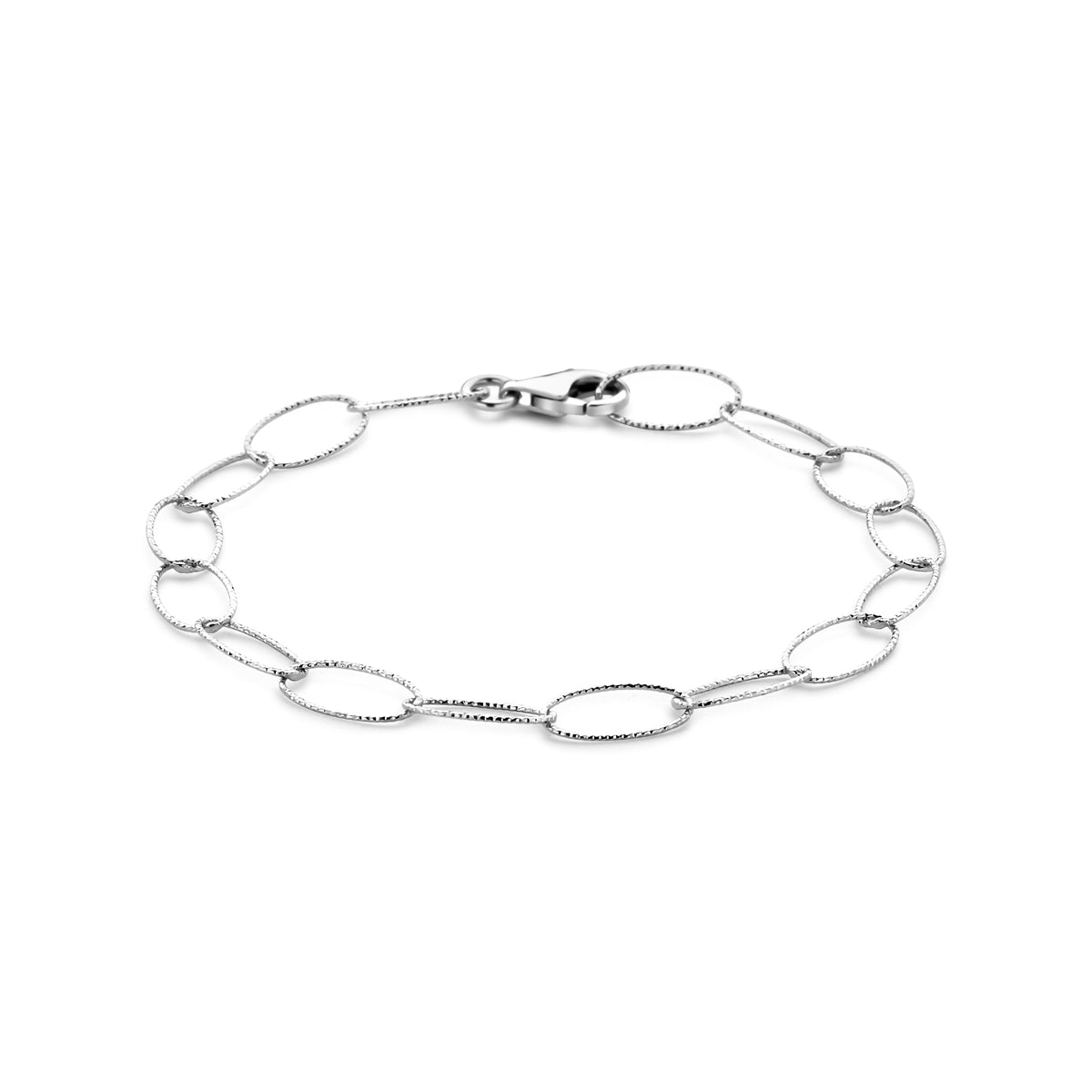 Armband Anker diamantgeschliffen 6,4 mm 19 cm Silber rhodiniert