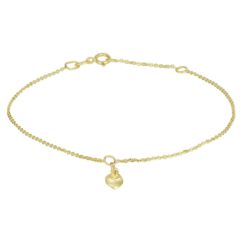 Fußkettchen Herz 1,0 mm 24 - 26 cm 14K Gelbgold