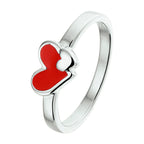Ring Herzchen Emaille rhodiniertes Silber