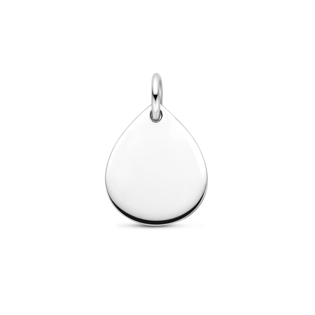Gravuranhänger Tropfen 15 mm Silber rhodiniert