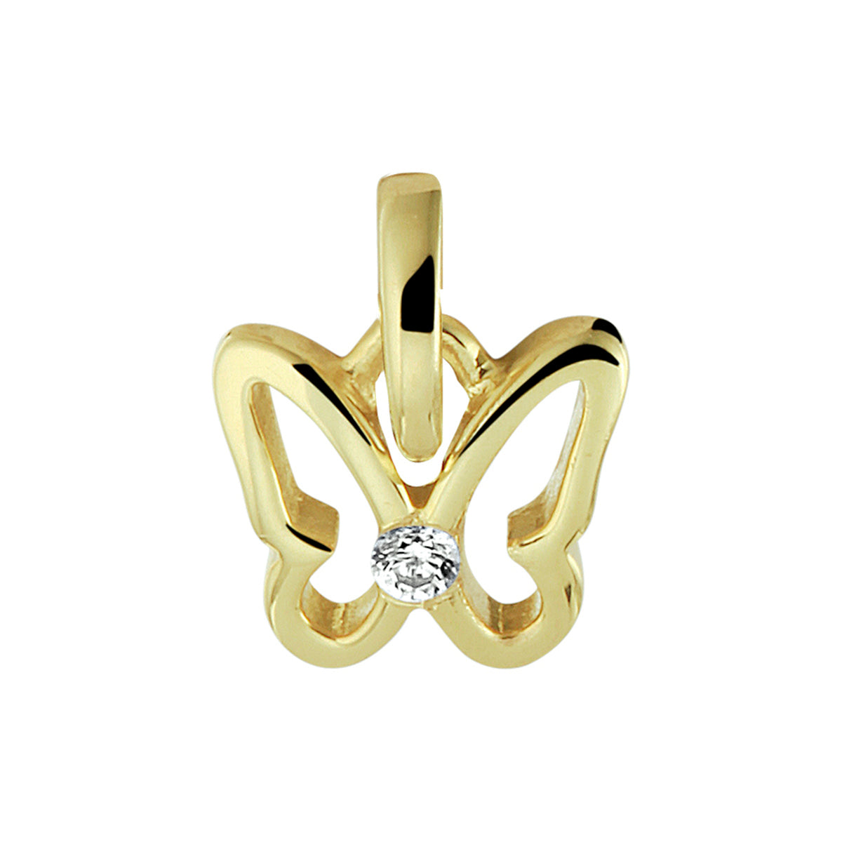 Anhänger Schmetterling Zirkonia 12 mm 14K Gelbgold