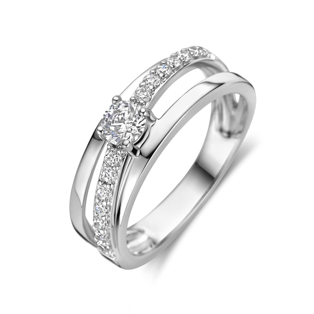 Ring Zirkonia Silber rhodiniert