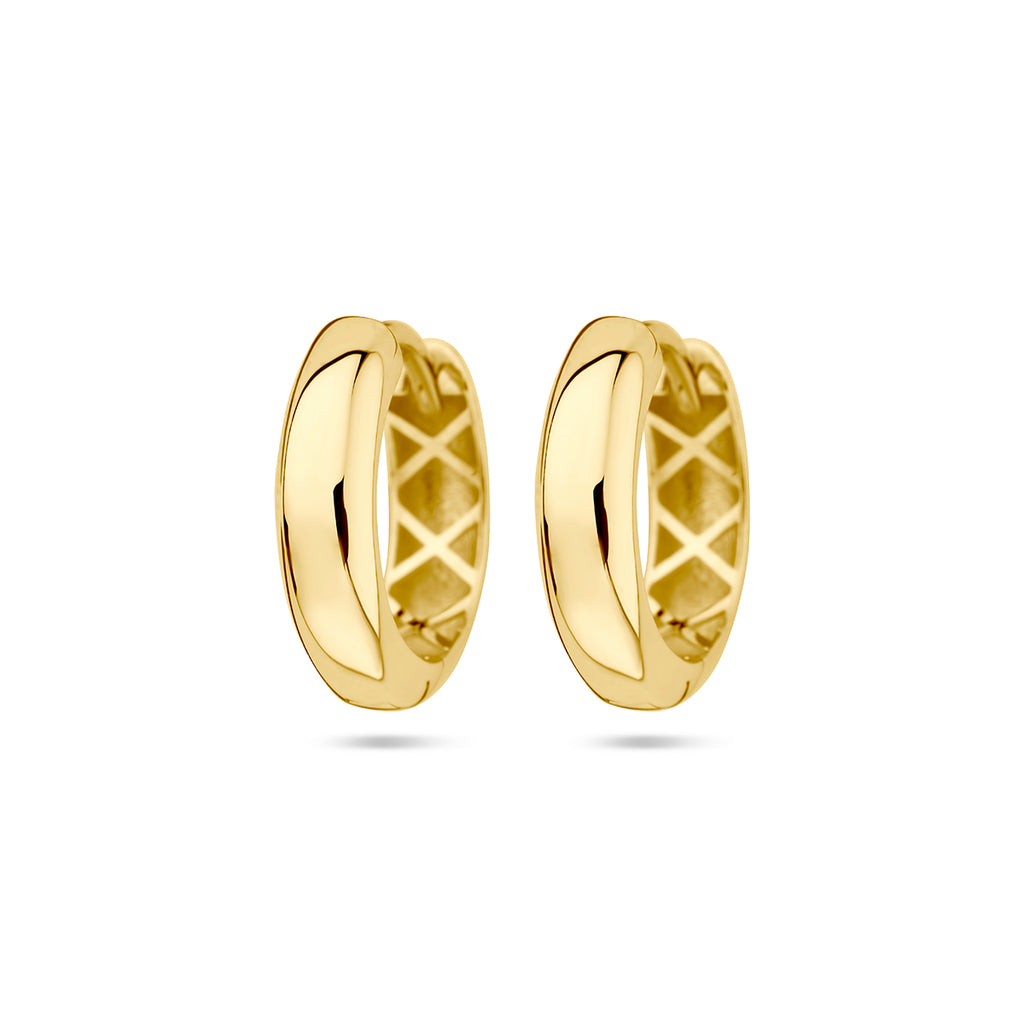 9 Karat Klappcreolen 14,5 mm halbrunder Schlauch 9K Gelbgold