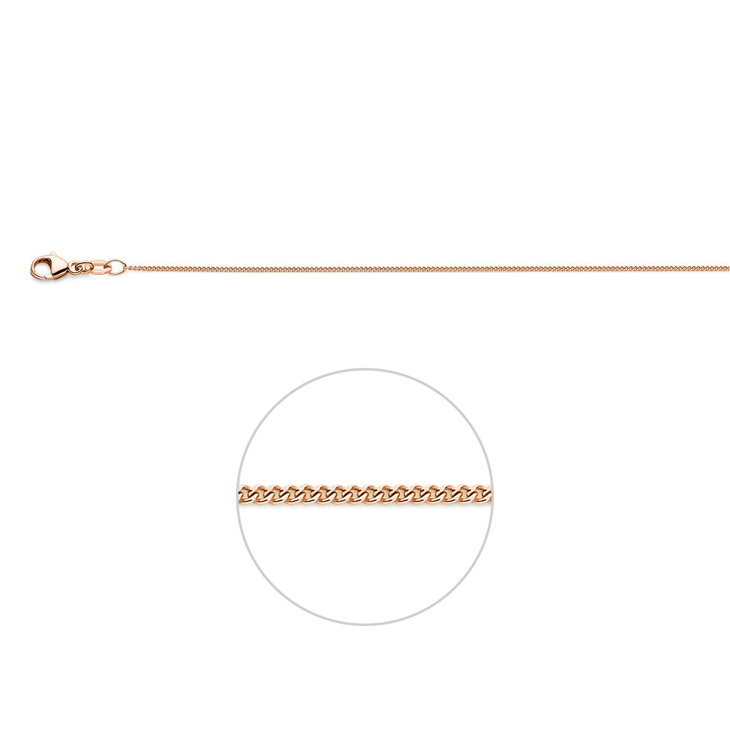 collier gourmette 1,1 mm 41 - 43 - 45 cm 18K roségoud