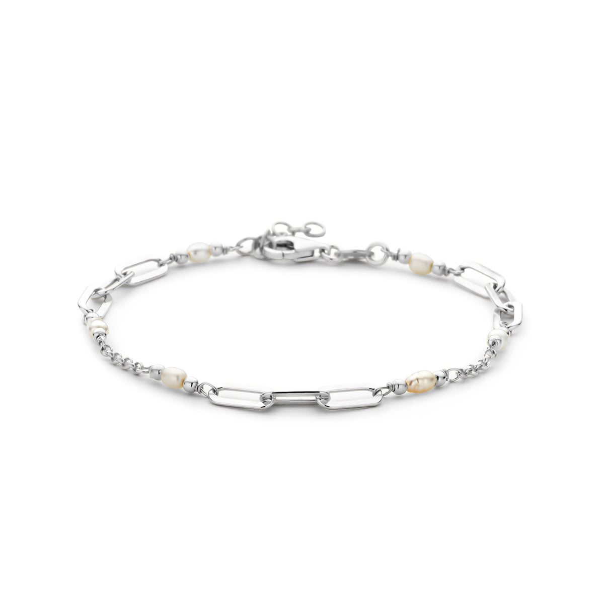 Armband Perlen 18 + 2 cm Silber rhodiniert