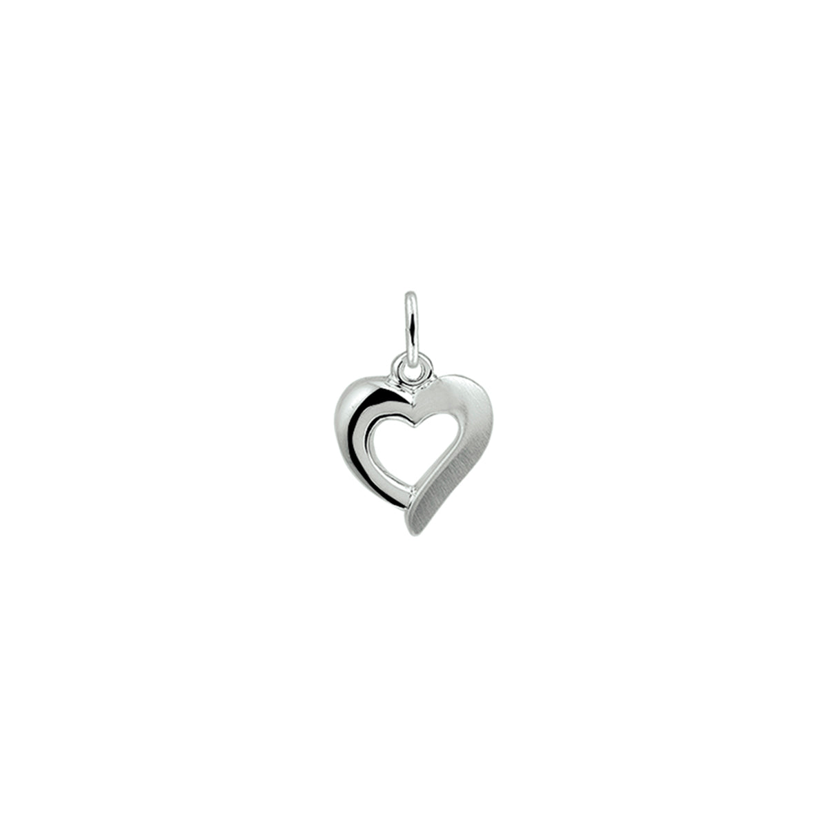 hanger hart poli/mat zilver gerhodineerd
