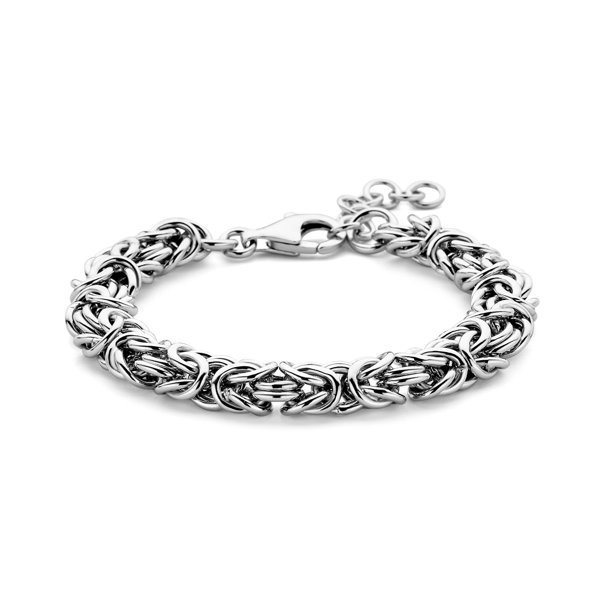Armband Königskette 10 mm 18 + 3 cm Silber rhodiniert