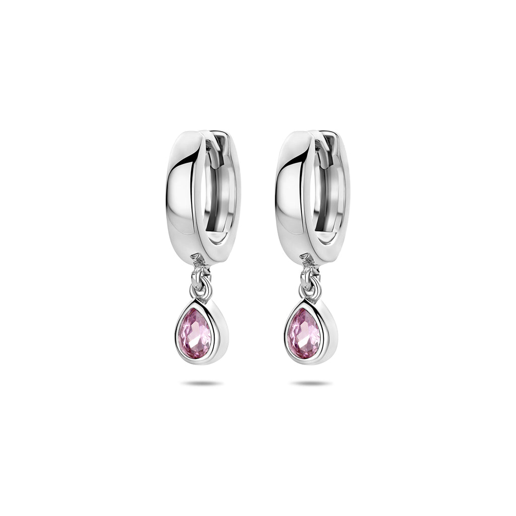 klapoorringen zirkonia 18 mm zilver gerhodineerd - druppel/komma/pegel