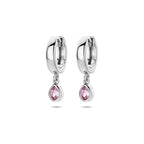 klapoorringen zirkonia 18 mm zilver gerhodineerd - druppel/komma/pegel