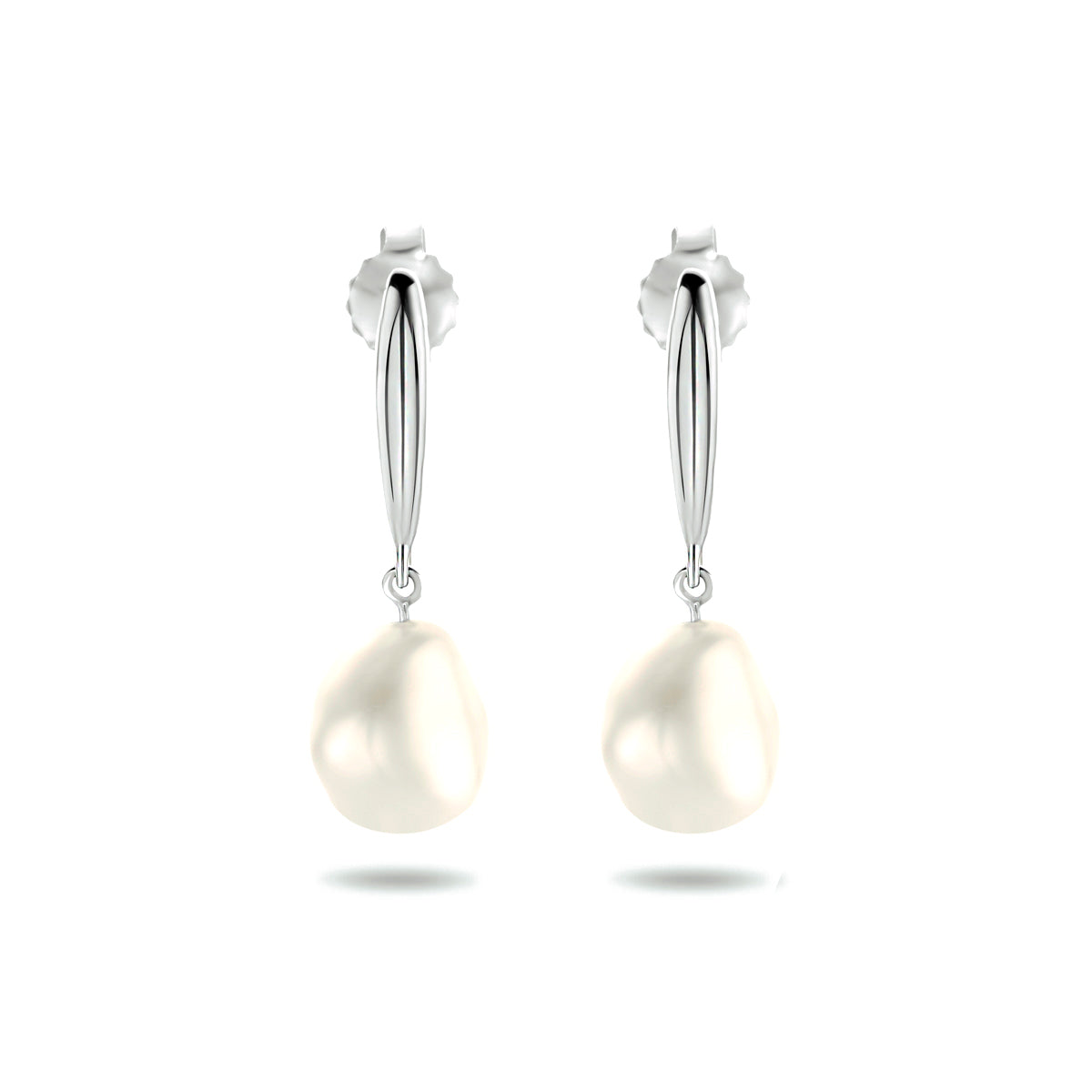 oorhangers parel zilver gerhodineerd
