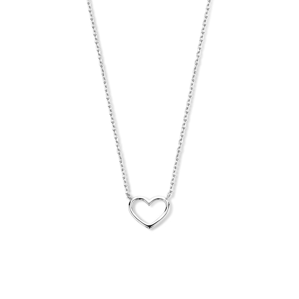Halskette Herz 40 - 42 - 44 cm 14K Weißgold