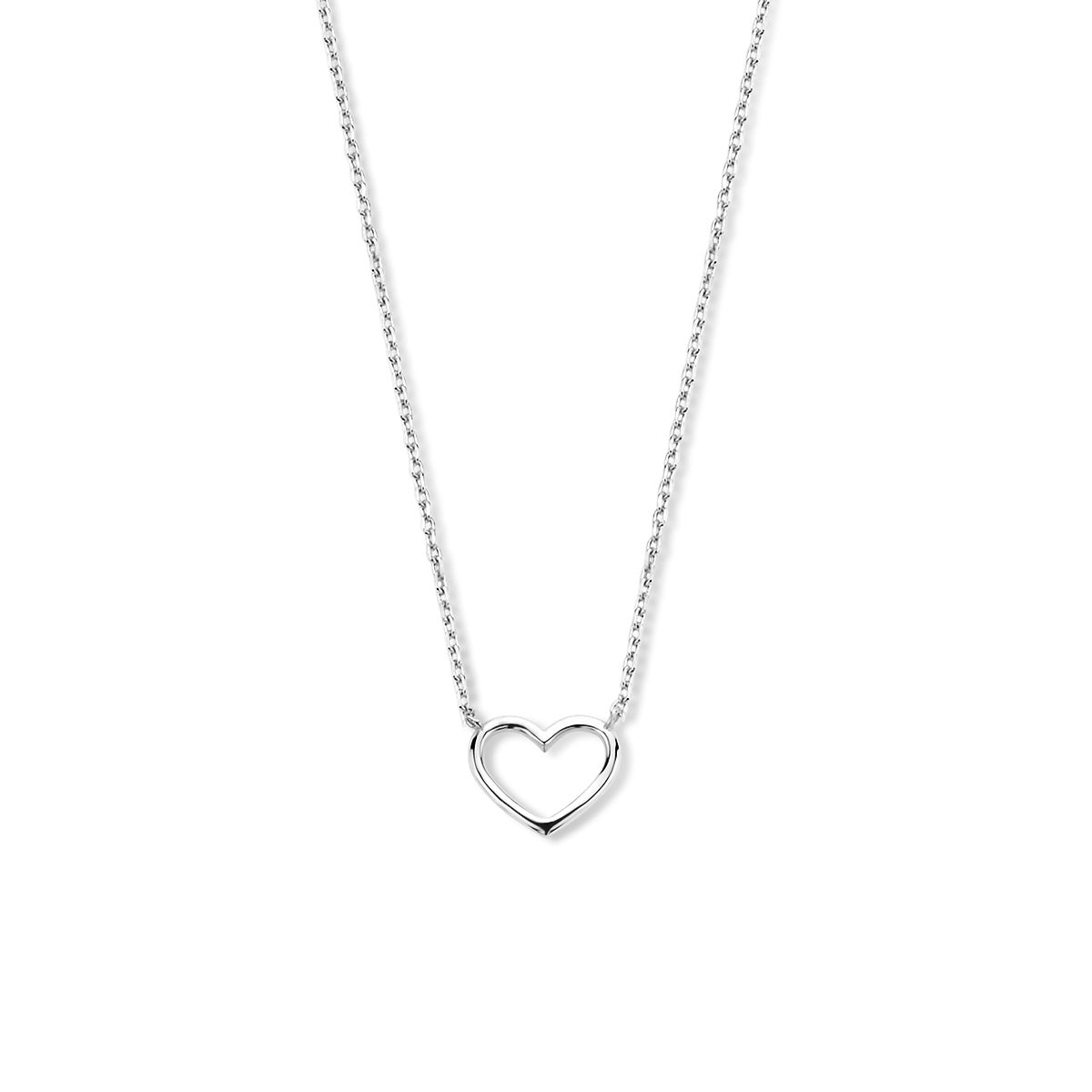 Halskette Herz 40 - 42 - 44 cm 14K Weißgold
