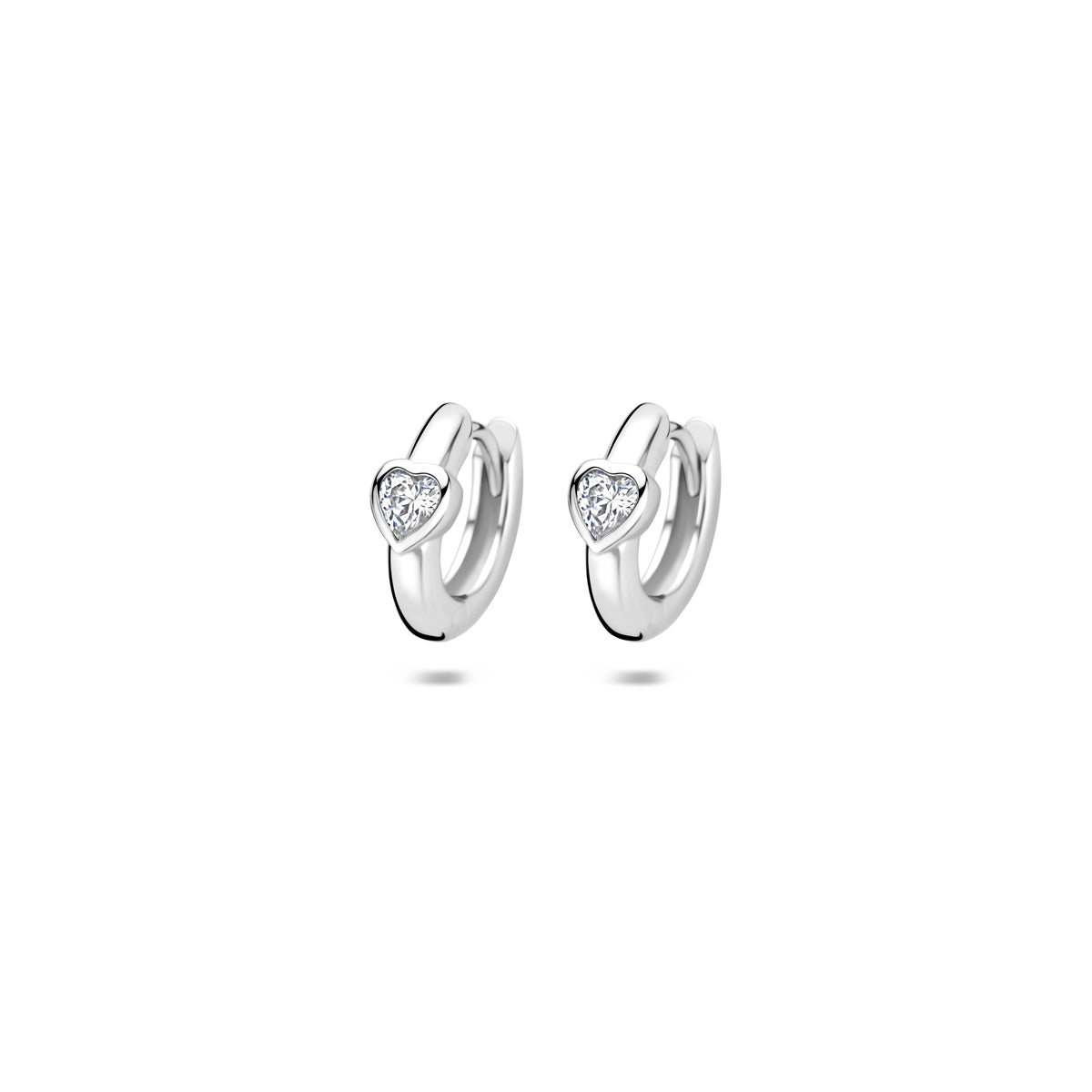 Klappohrringe Herz Zirkonia 10 mm Silber rhodiniert
