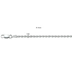 Fußkettchenschnur 2,0 mm 24 - 26 cm Silber rhodiniert